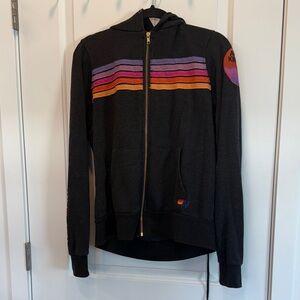 AVIATOR NATION Women's 5 Stripe Animal Kingdom Hoodie Size M In Black